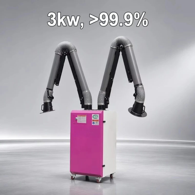 New Electrostatic Air Filter Fume Extractor Dtf Grinder Dust Collector Mobile Fan High Efficiency 2.2kW Power