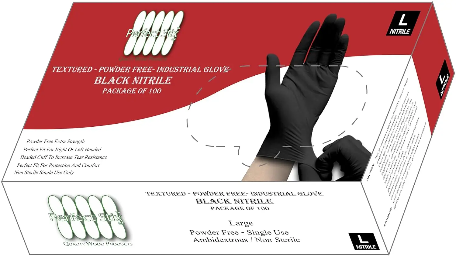 

Черные нитриловые смотровые перчатки, размер L, 100 штук