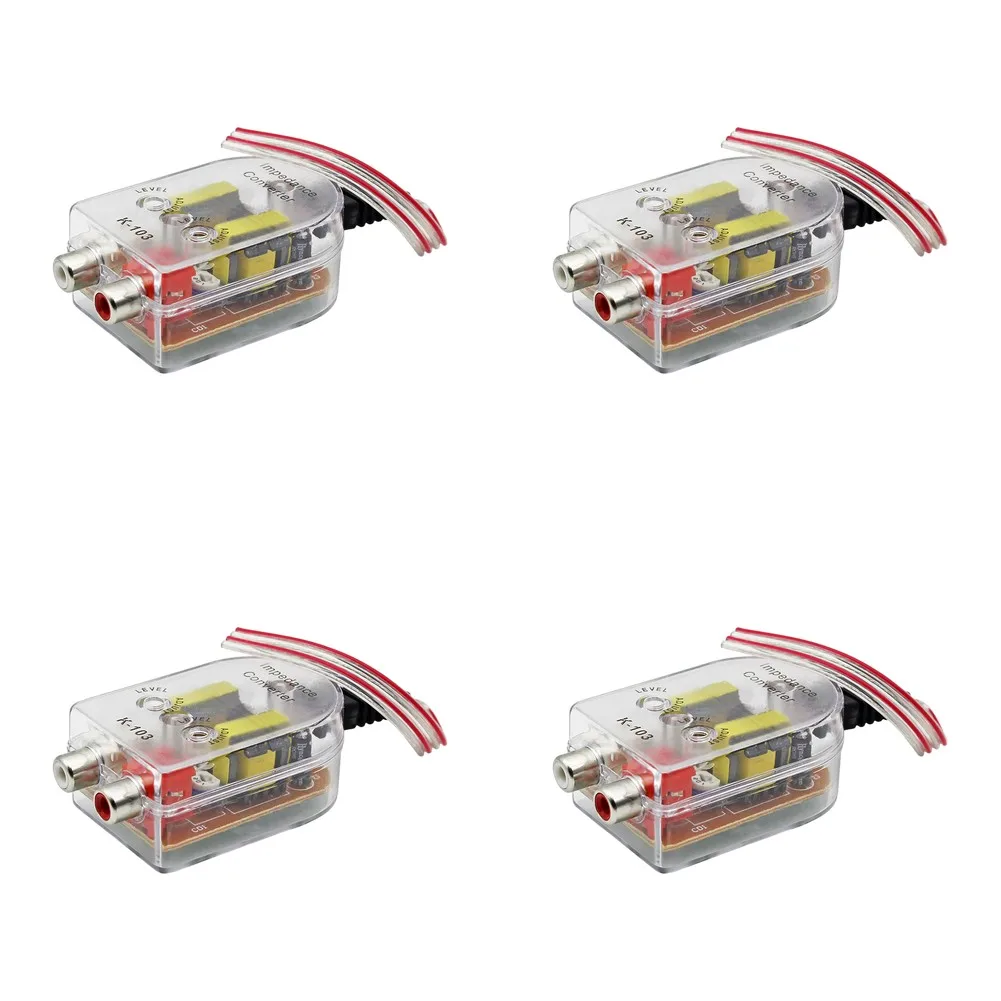 4pcs High Low Signal Converter For rca Adapter for Car to For amplifier Connection with Adjustable for volume Matching Knobs