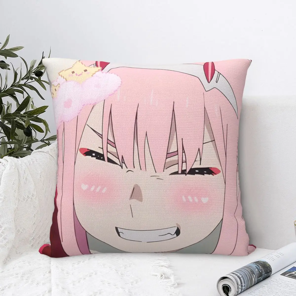 Cute Stuff Zero Two Square Pillow Covers Sofa DARLING In The FRANXX Cushion Case Creative Decor Pillow Cover 45*45