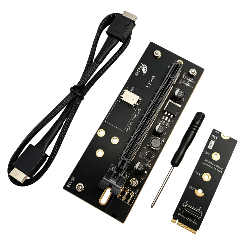 SFF‑8612 Oculink PCI‑E 4.0 X16 to M.2 2280 eGPU Adapter ATX 6PIN Power Supply External Graphics Card Expansion Dock For Notebook