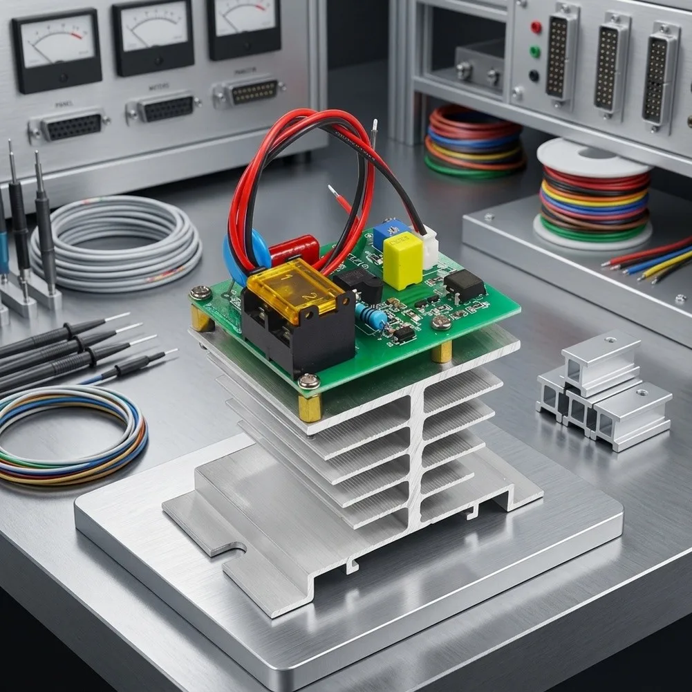 0-10V DC Controlled Voltage Regulator for AC Systems with Aluminum Housing and Rail Mounting for Reliable Operation