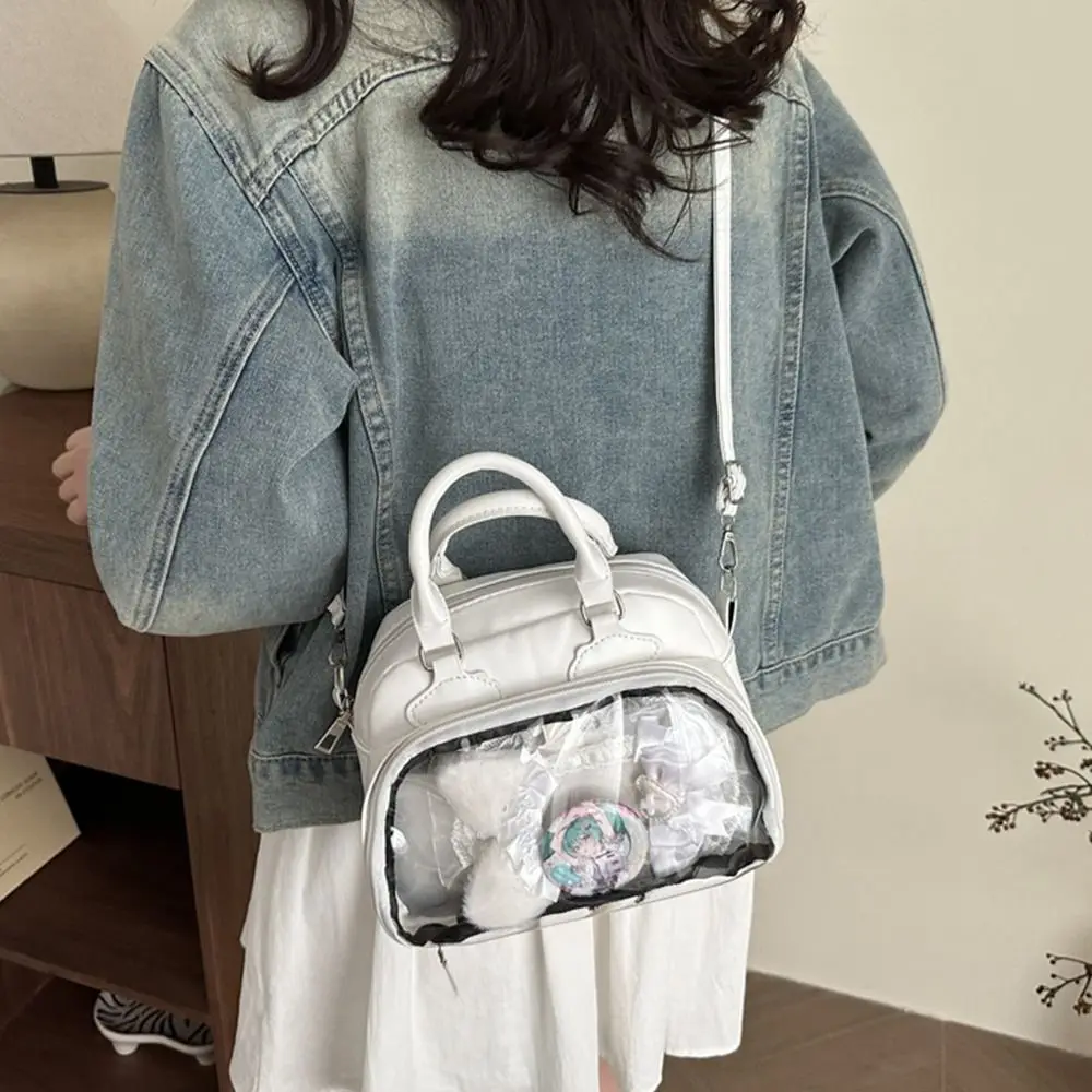 

PU Japan Style High Capacity Transparent Ita Bag PU Casual Leather Handbags Square JK Bag Creative Gift
