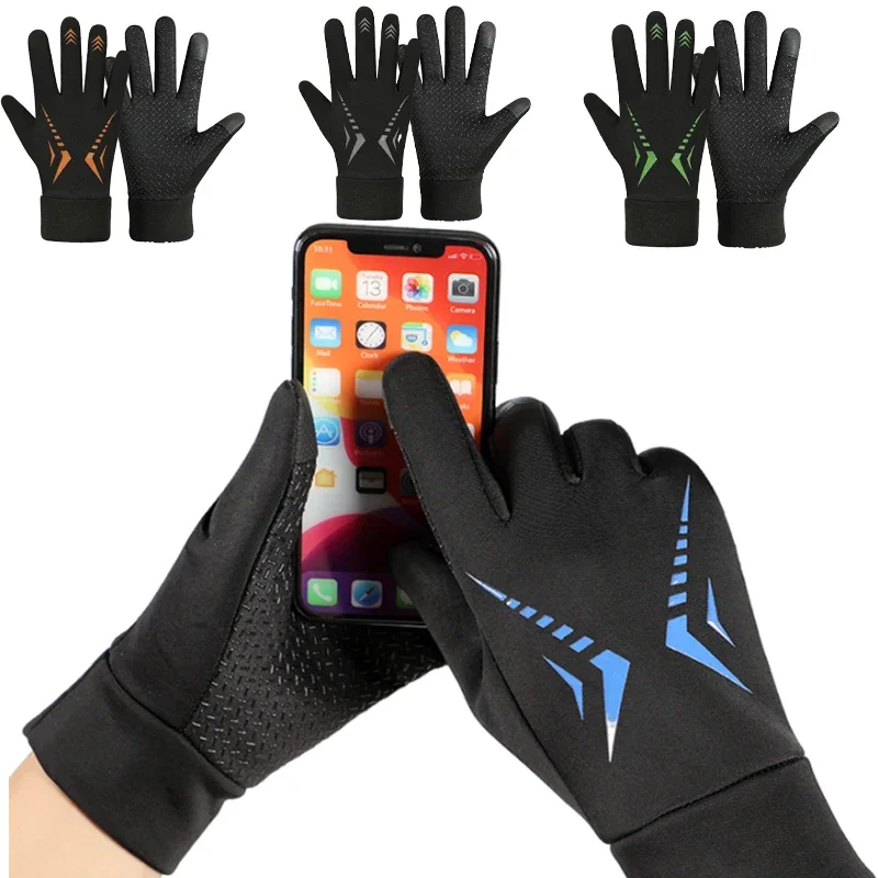 Motorcycle Outdoor Winter Black Thermal Gloves Touch Screen Non-Slip Motorbike Riding Gloves Windproof Fleece Lined Resistant