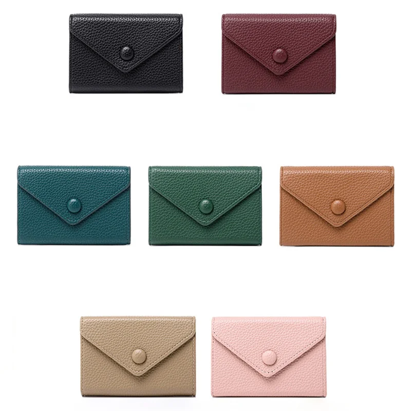 Dompet koin pendek sederhana mode warna Solid tas penyimpan kartu kredit portabel dompet pendek tempat kartu banyak kartu tas kartu Organ