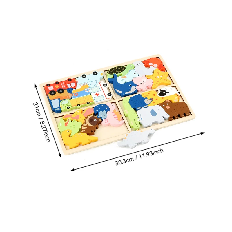 Kids 4-in-1 Puzzle Board – Montessori-Inspired Educational Toy for Hand-Eye Coordination, Shape & Color Recognition