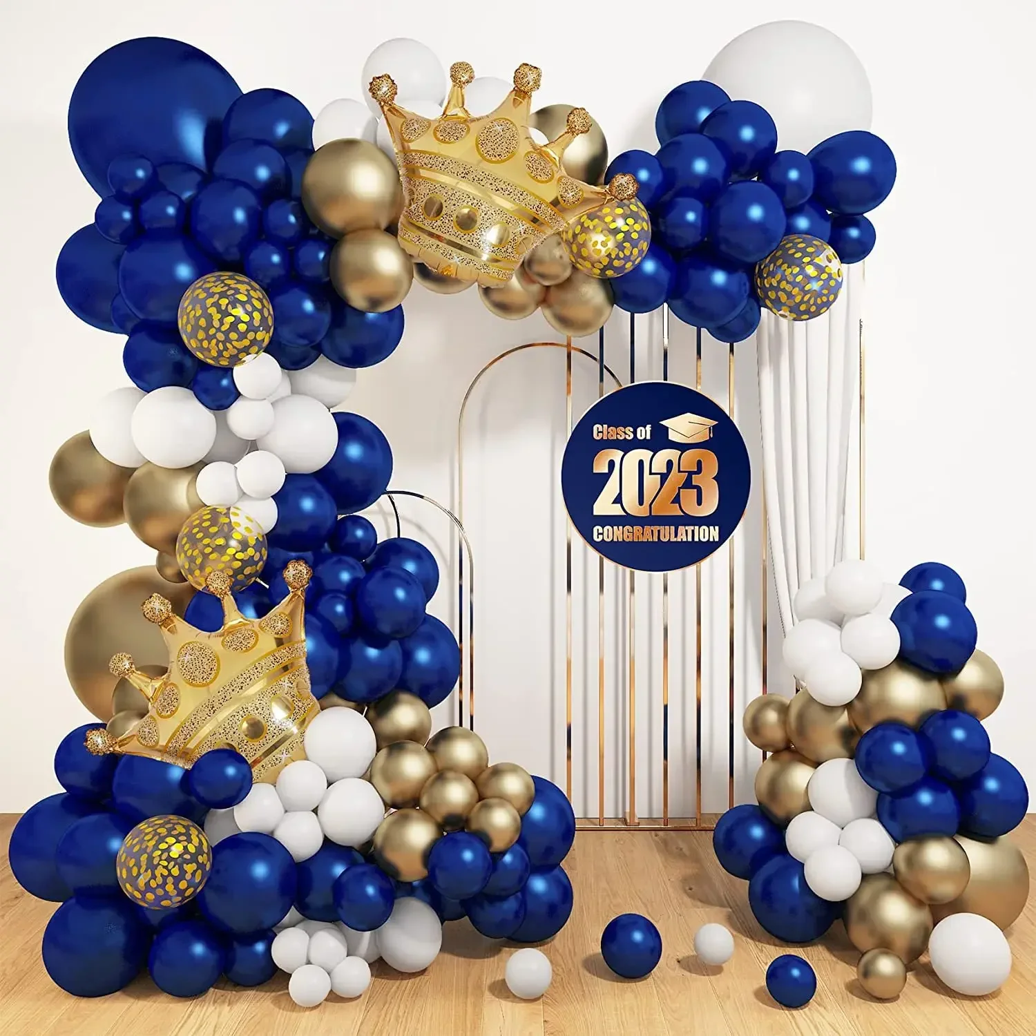 Royal Prince Balloon Garland Arch, Blue and Gold Crown Balloons, Prince Baby Shower Decorations, Birthday Party Supplies for Boy