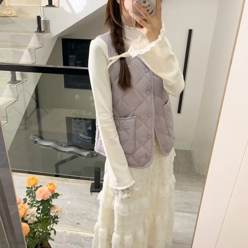 

Layered Sandwich Design Down Vest Women Slim Fit Thermal Innerwear Versatile Layering for Autumn Winter Wardrobe​