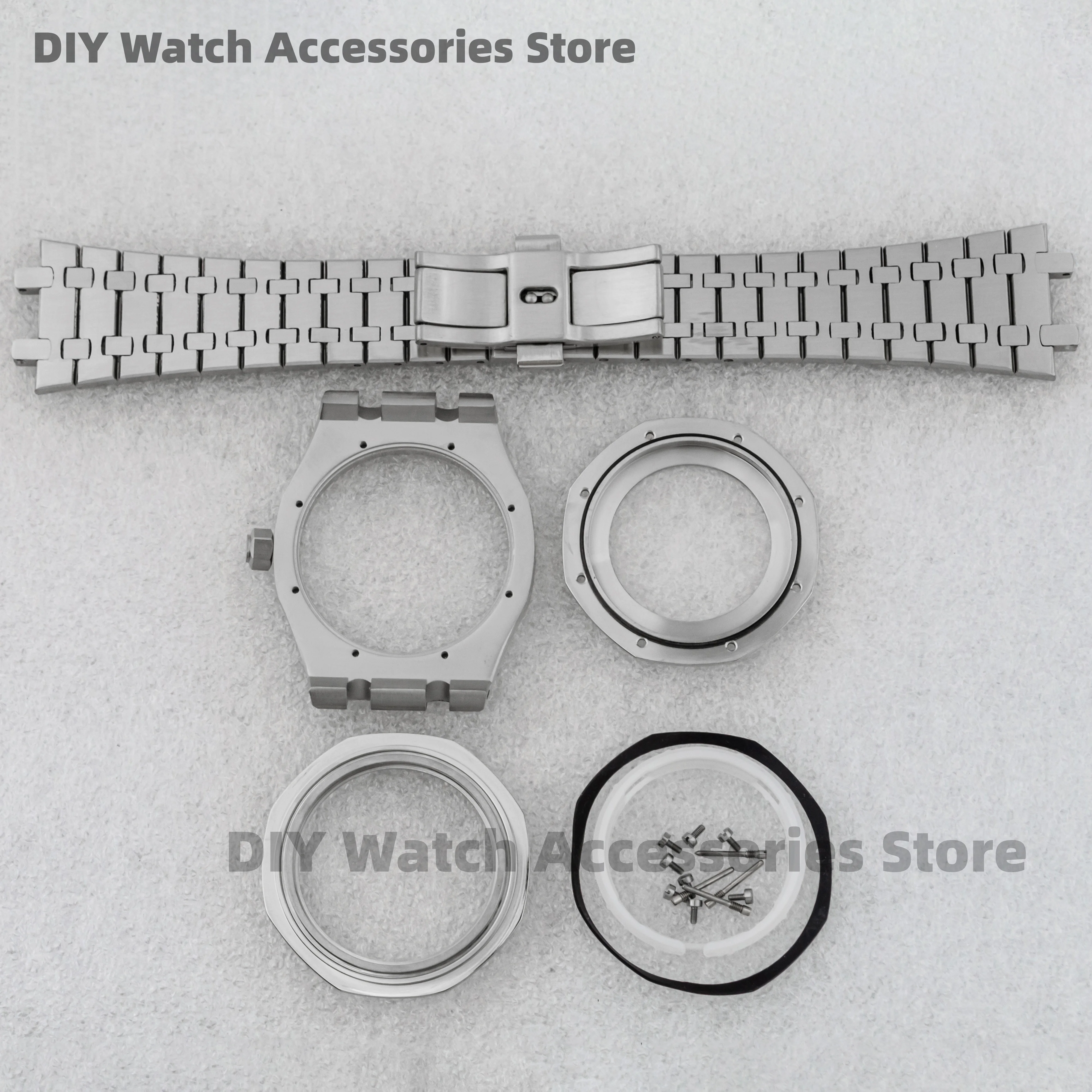 

42mm Watch Case Strap Sapphire Glass Stainless Steel Octagon Case 10ATM Waterproof for Royal NH35 NH36 Movement 31.8mm Dial