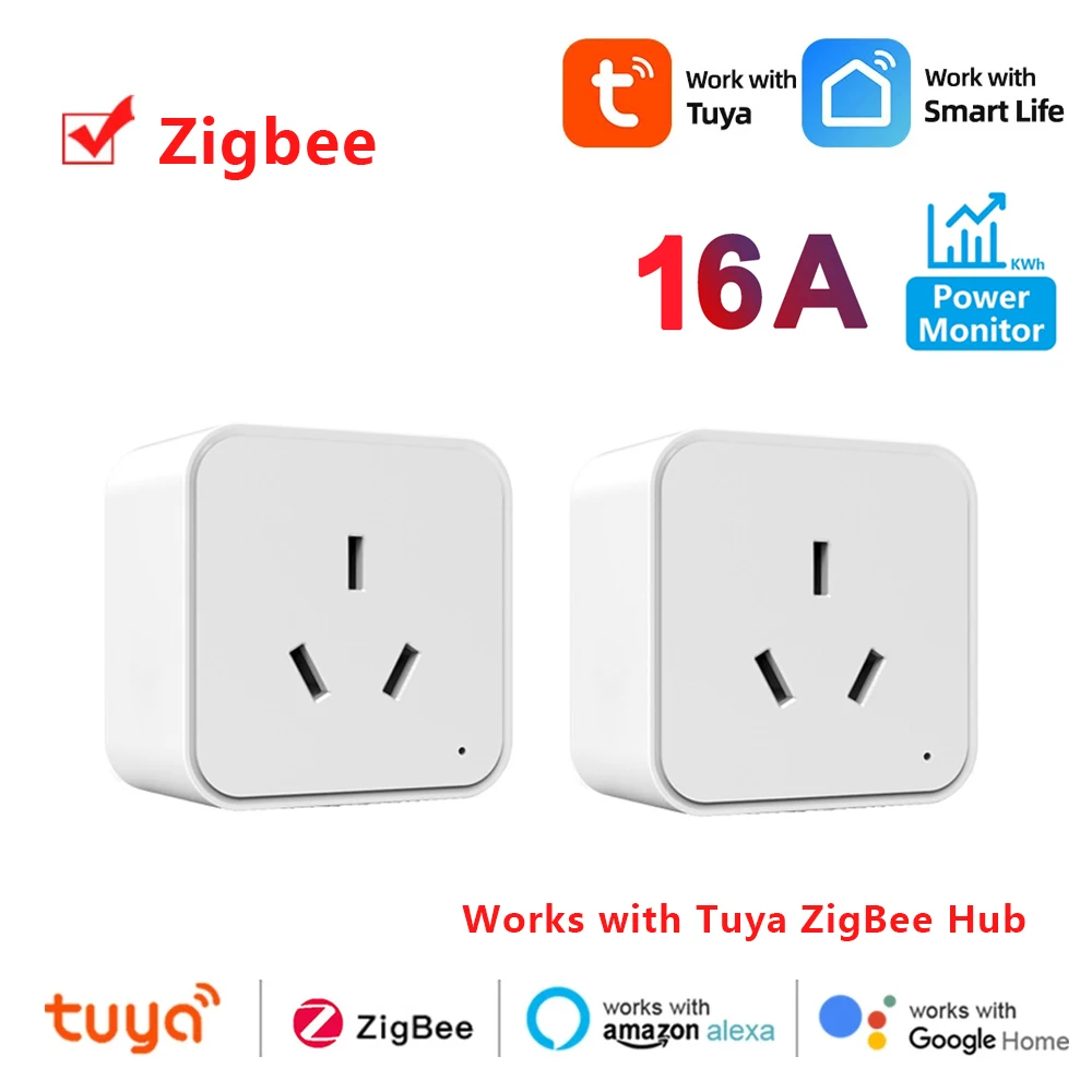 Tuya Zigbee Smart Socket with Energy Monitor 16A AU Smart Plug Smart Life App Control Timing Function Supports Alexa Google Home