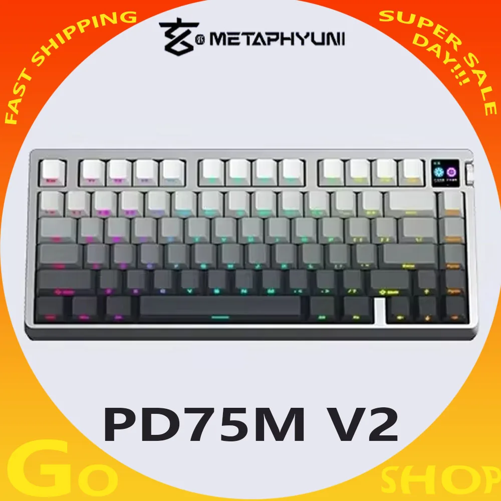 Metapanda Pd75m V2 Mechanical Keyboard Aluminium Alloy Three Mode Customized Wireless Keyboard Rgb Gasket Pc Gamer Accessories