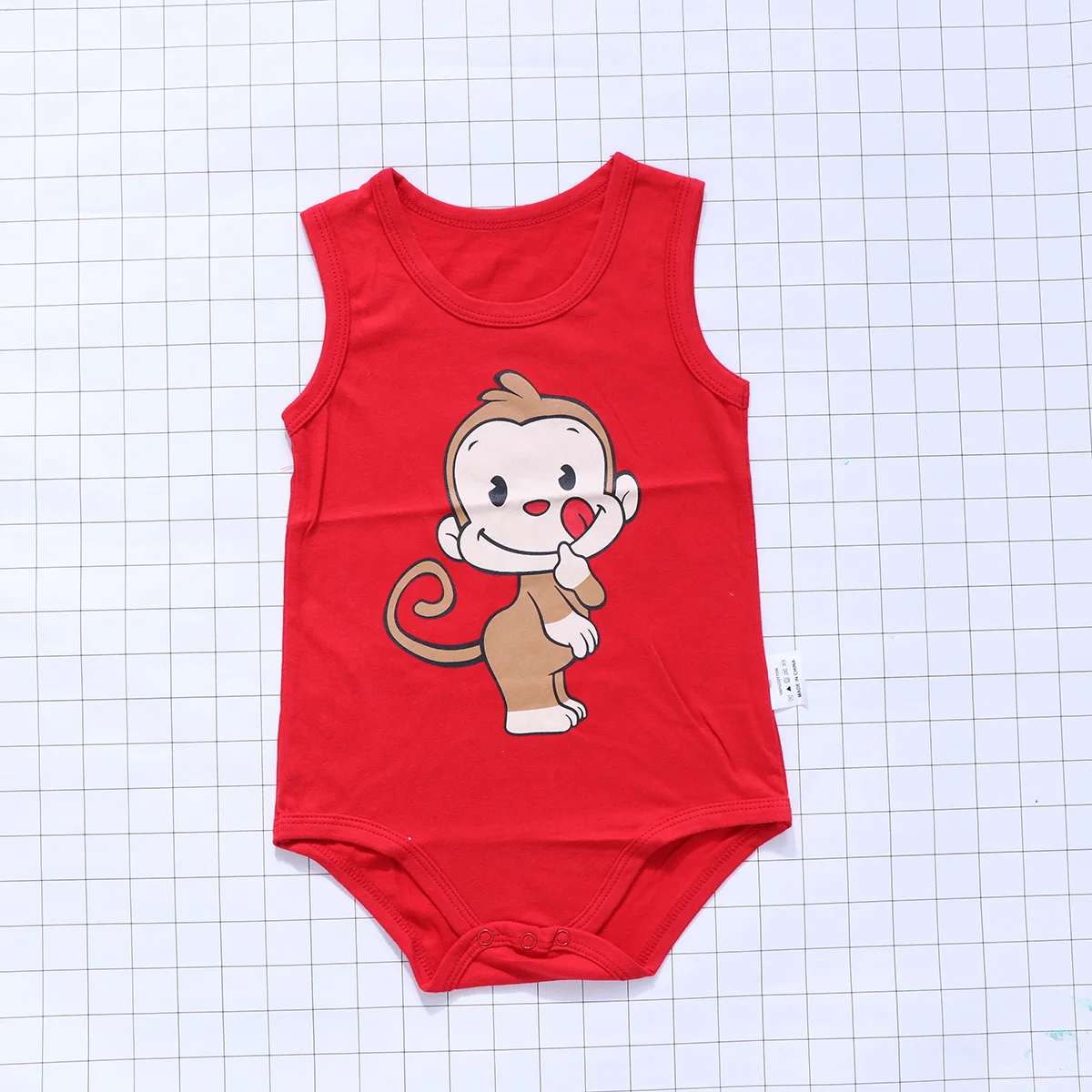 

80cm Newborn baby Clothing Cotton Cartoon Sleeveless Climbing Clothes Jumpsuit Casual triangle Romper (Bright )