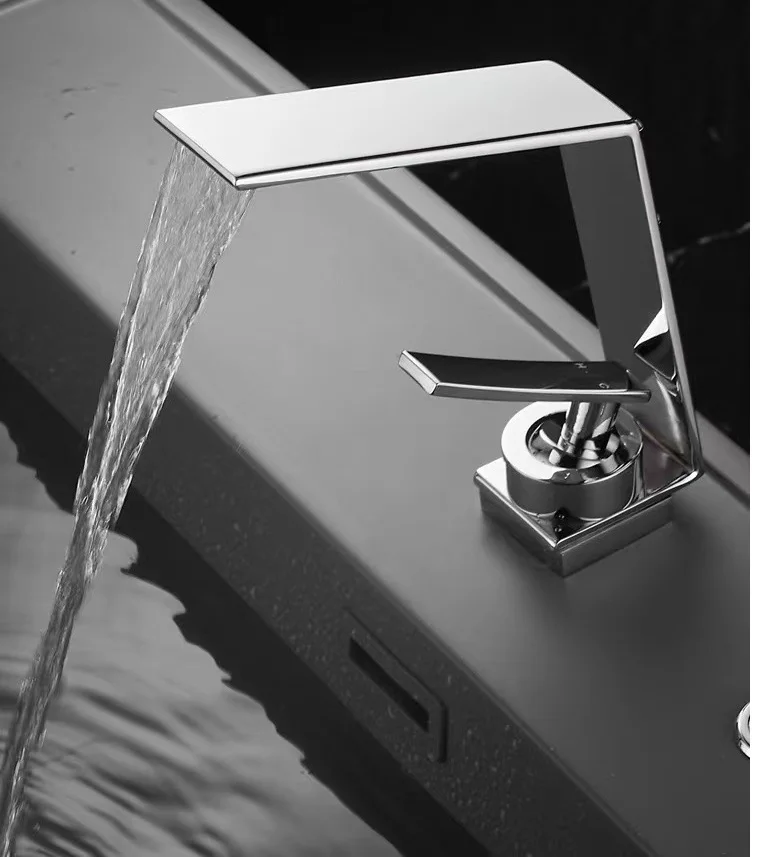 Designer Copper Waterfall Mixer Tap,Hot/Cold Dual Control Bathroom Sink Faucet,Easy Install 2025 New Luxury Faucet for Washbasin