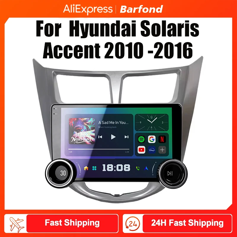 Barfond  10.1 For Hyundai Solaris Accent 2010-2016 Car Radio Multimedia Video Player Navigation stereo GPS Android 2din dvd wifi