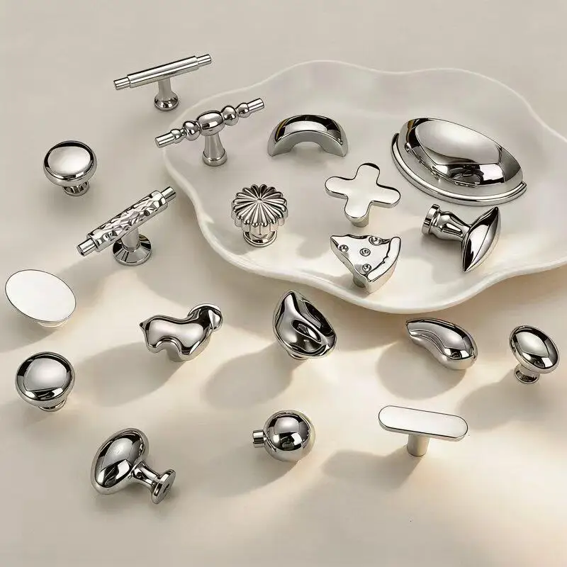 Children's Room Wardrobe Drawer Handle Titanium Silver Pull Handle Creative Cabinet Cupboard Knobs Furniture Single-Hole Handle