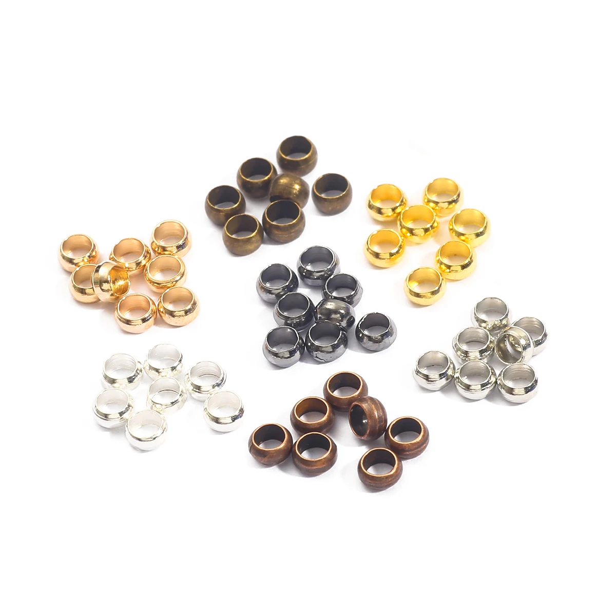 500Pcs/lot Copper End Beads Mix Color Rhodium Gold Black Silver Stopper Spacer Beads For Diy Jewelry Making Findings Accessories