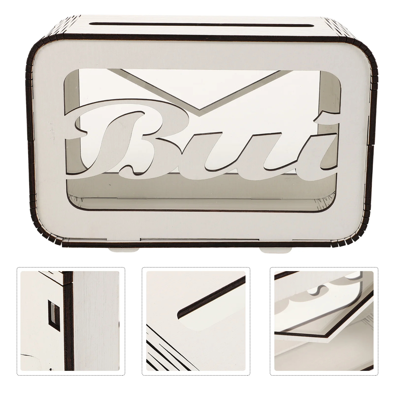 

Coffee Bean Decorative Storage Jar Wooden Coin Bank With Clear Window Money Saving Container For Home Desktop Decoration