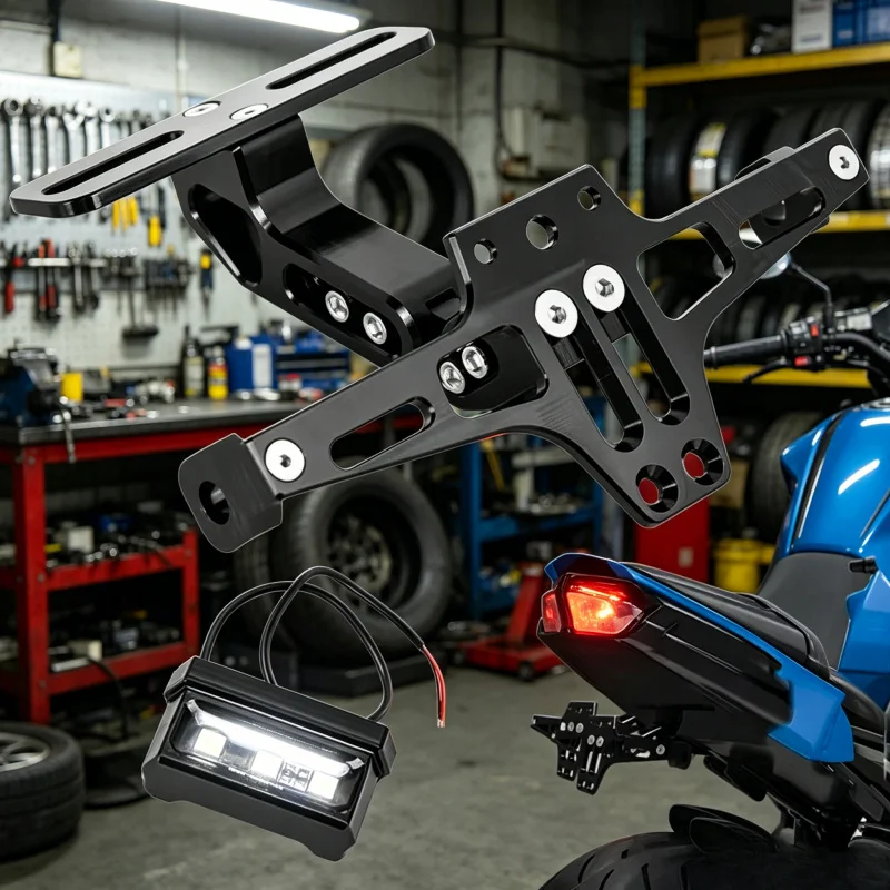 

Motorcycle License Plate Bracket, Universal Fender Eliminator Tail Tidy, Number Plate Mount Holder