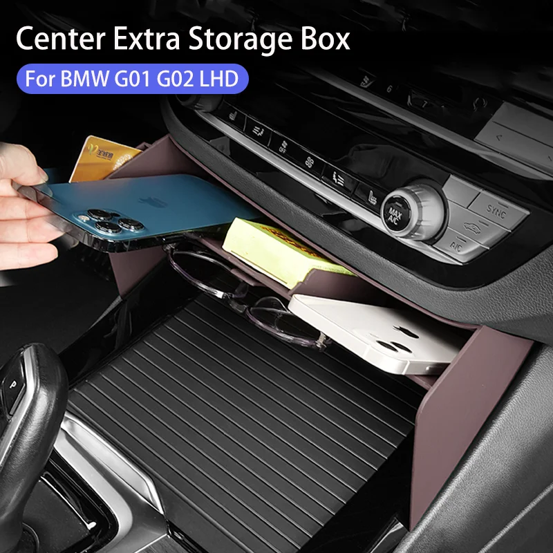 Автомобильный Органайзер центральной консоли для BMW X3 G01 X4 G02 2018-2023 LHD, центральный дополнительный контейнер для хранения очков, держатель телефона, автомобильные аксессуары Автомобильный Органайзер центральной консоли для BMW X3 G01 X4 G02 2018-2023 LHD, центральный дополнительный контейнер для хранения очков, держатель телефона, автомобильные аксессуары
