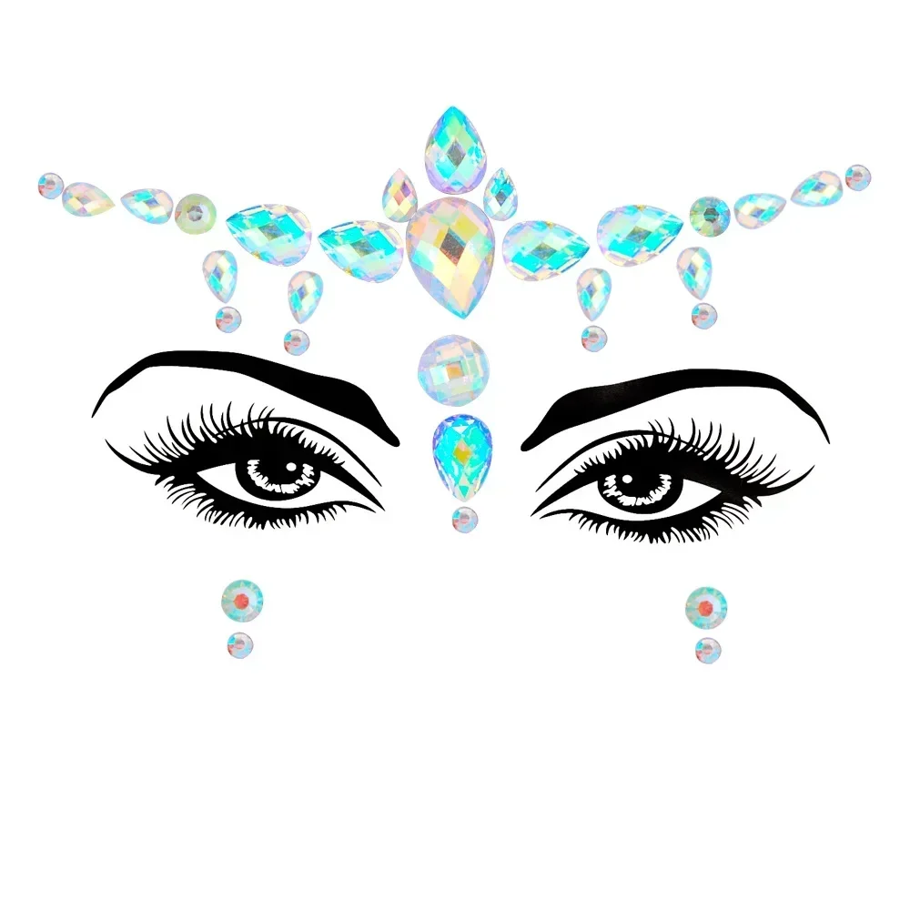3D Sexy Face Tattoo Stickers Temporary Tattoos Glitter Fake Tattoo Rhinestones for Woman Party Face Jewels Tatoo