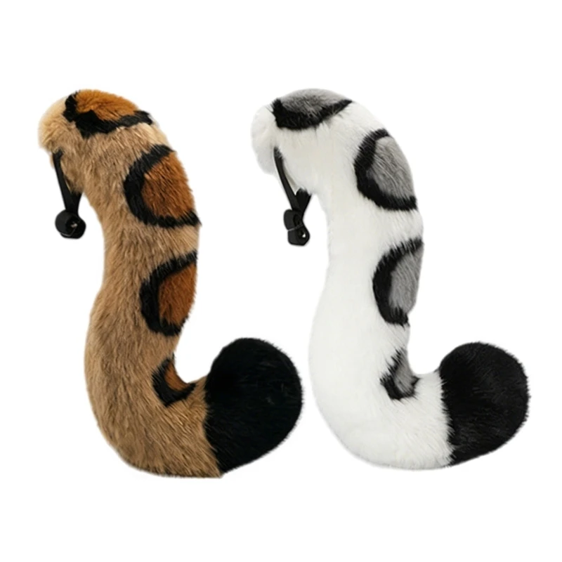 

DXAE Kids Snow Leopard Tail Pretend Play Props Long Furry Soft Role Play Accessory for Halloween Party