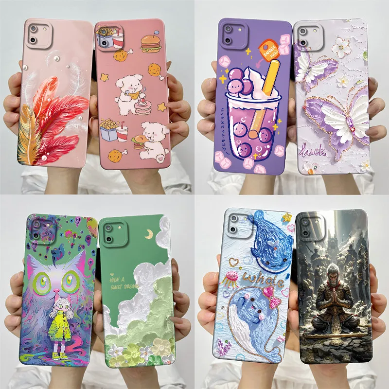 For Realme C11 Phone Case RealmeC11 RMX2185 Soft Silicone TPU Sweet Painted Casing Cute Cartoon Printed Protective Back Cover