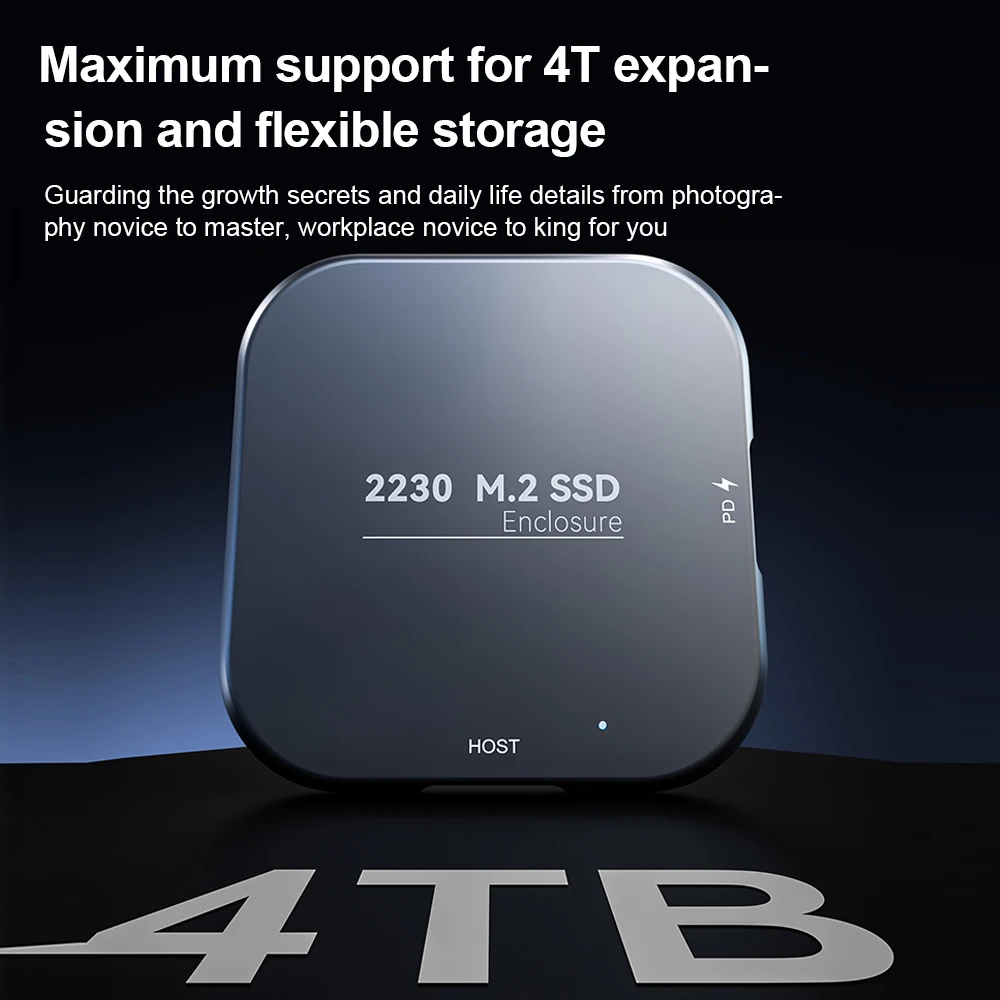 Magnetic 2230 M.2 NVMe SSD Enclosure 4K USB 3.2 Hard Drive Box USB-C for iPhone 16 15 Pro Max 10Gbps for MacBook/iPad Pro/Laptop