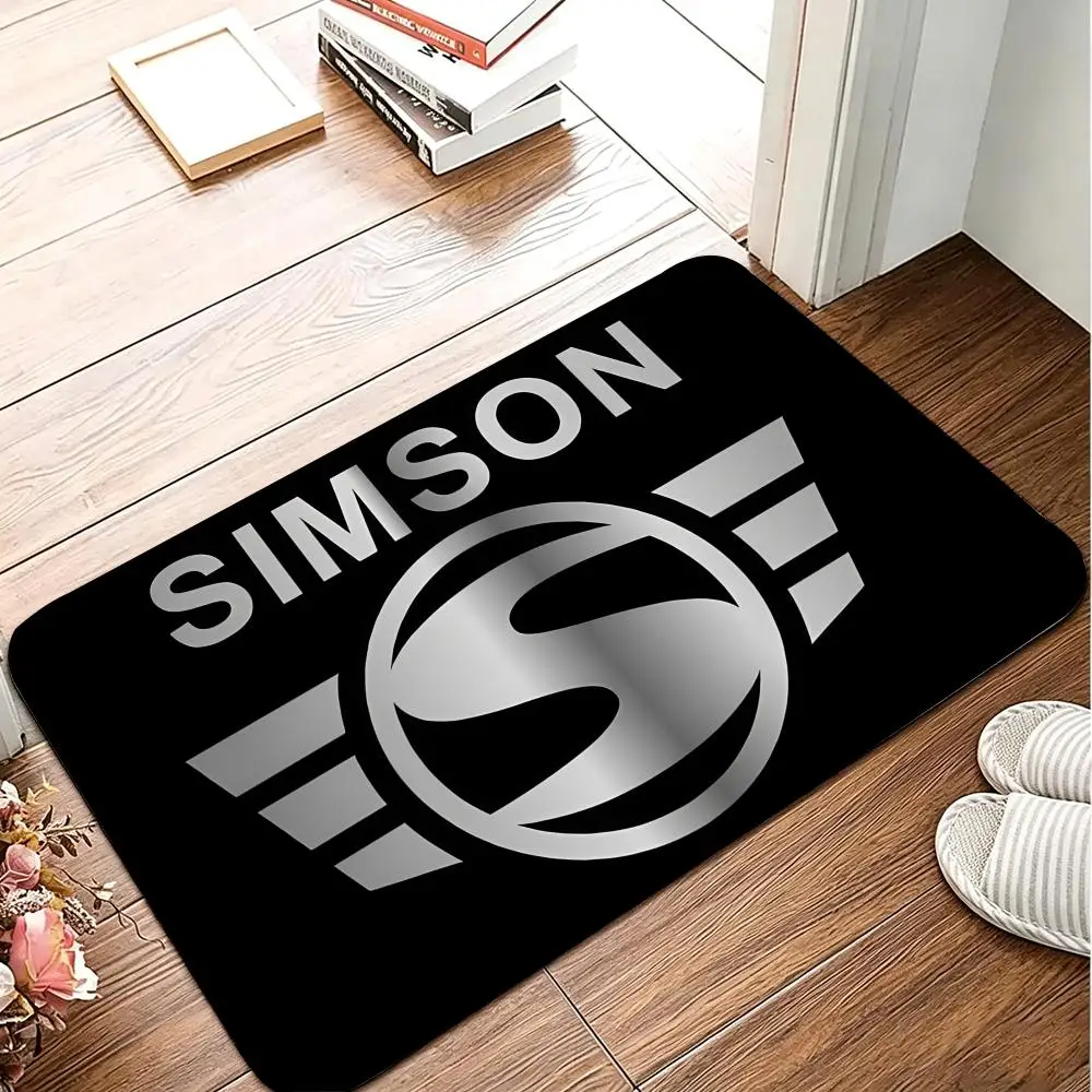 S-Simsons Logo Floor Mat Flannel Rug Soft Non Slip Washable Door Mat For Bathroom Bedroom Kitchen Home Decor