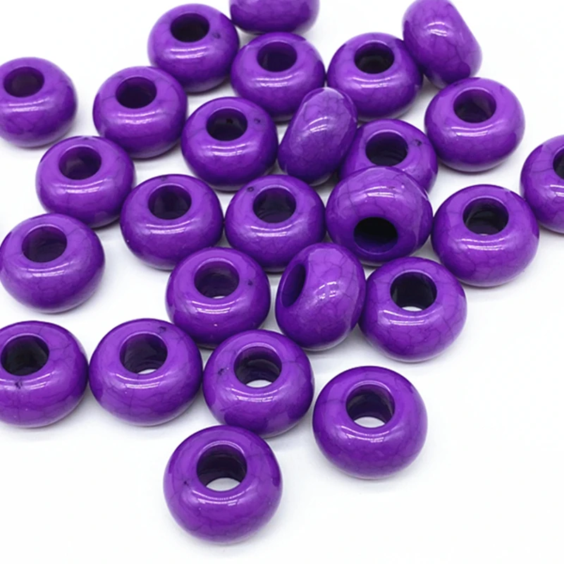 20pcs 15x9mm Cracked Effect Big Hole Acrylic Oblate Loose Spacer Beads for Jewelry Making Necklaces Earrings Bracelets Handmade