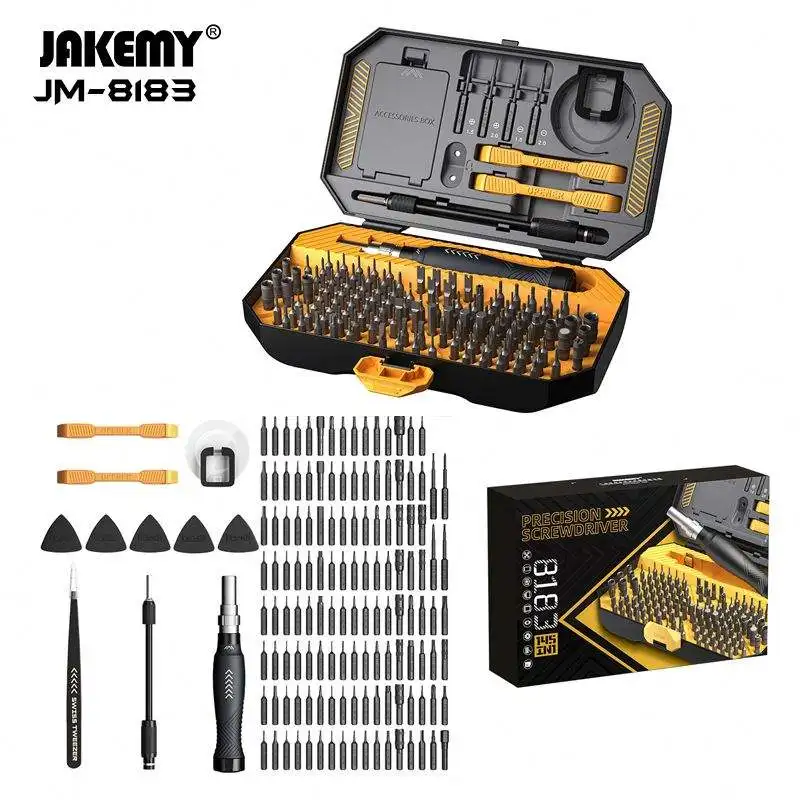 JAKEMY 145Pcs Precision Screwdriver Bit Set Metric Hex Phillips Star Bits Repair Kit for Laptop Phone Game Console Watch