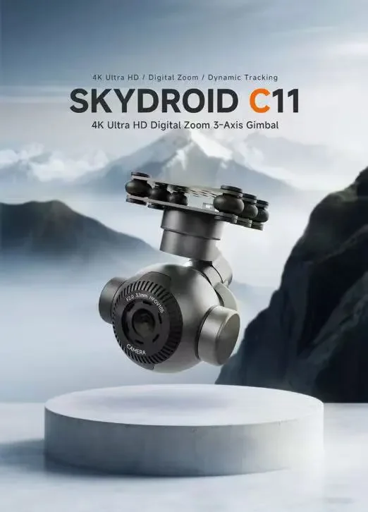 SKYDROID C11 4K 8MP 3-Axis Gimbal Camera 30x Digital Zoom 101g Lightweight Camera for Drone RC Vehicle