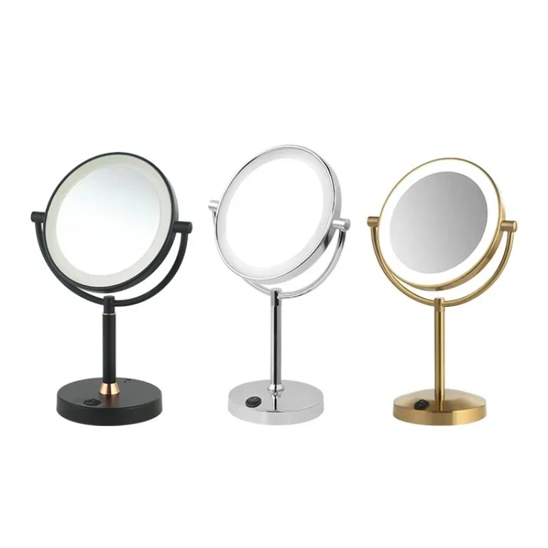 Makeup Mirror Round magnifying glass Light Emitting Diode Makeup Mirror Facial Beauty Mirror with Lights on Both Sides