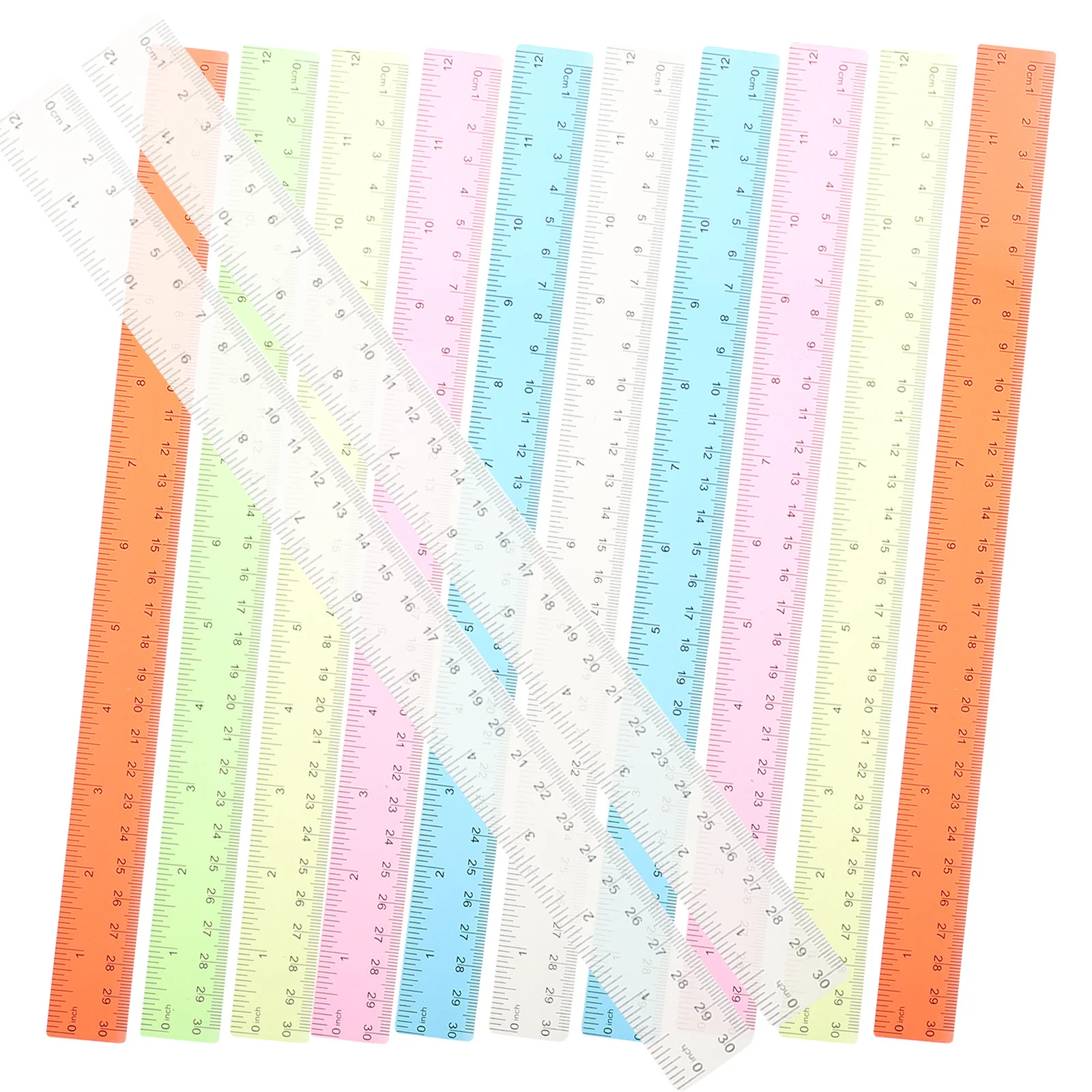 12Pcs Creative Design Colored Ruler Smooth Edge Measuring Tool for Students Reusable Drawing and Reading Aid Ruler