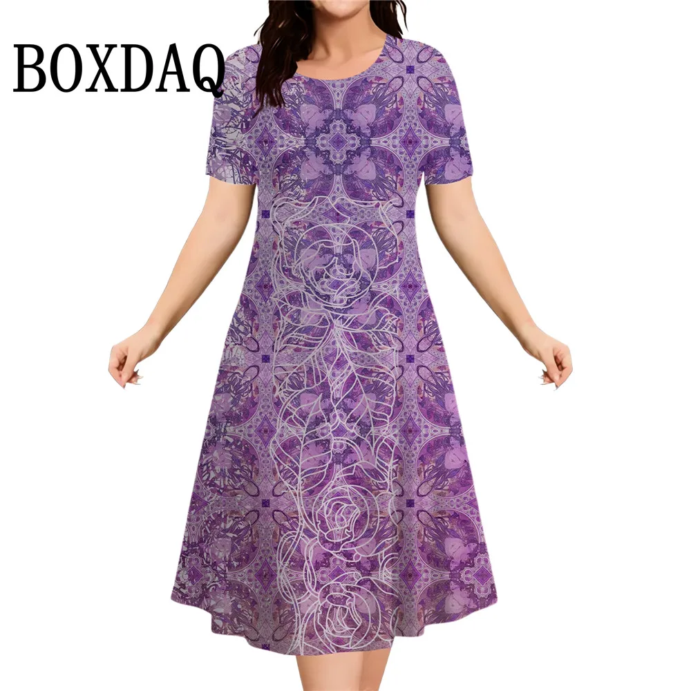 Vestidos con estampado étnico Retro de verano para mujer, Mini vestidos elegantes, vestido informal de manga corta para mujer, ropa de talla grande a la moda