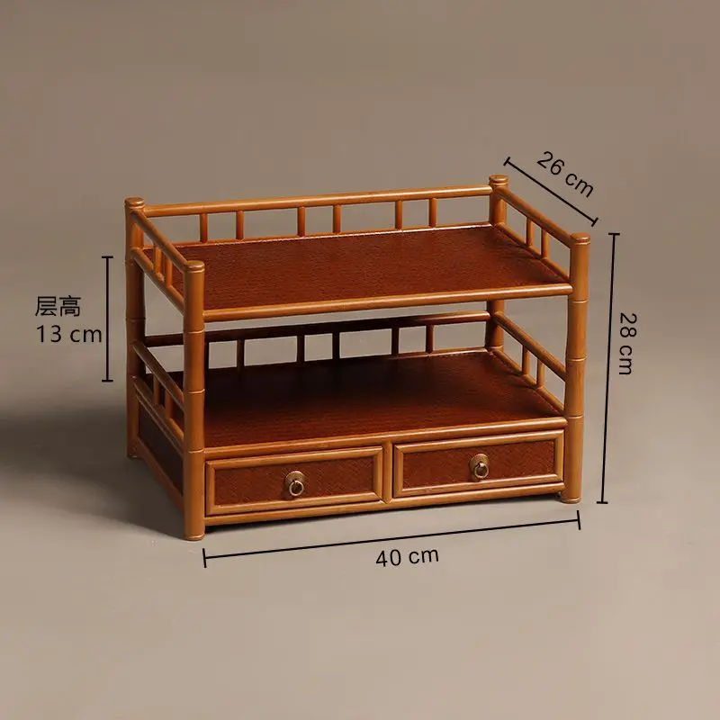 Original bamboo stick tea shed tea set teapot teacup with drawer storage display stand Duobao Pavilion Bogu frame tea set access 3