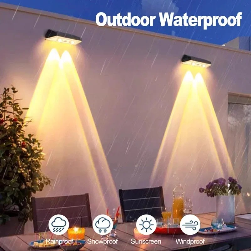 3Color Outdoor Solar Garden Light Outdoor Waterproof High Brightness Spotlight Wall Lamp for Home Villa Fence Porches Decorative