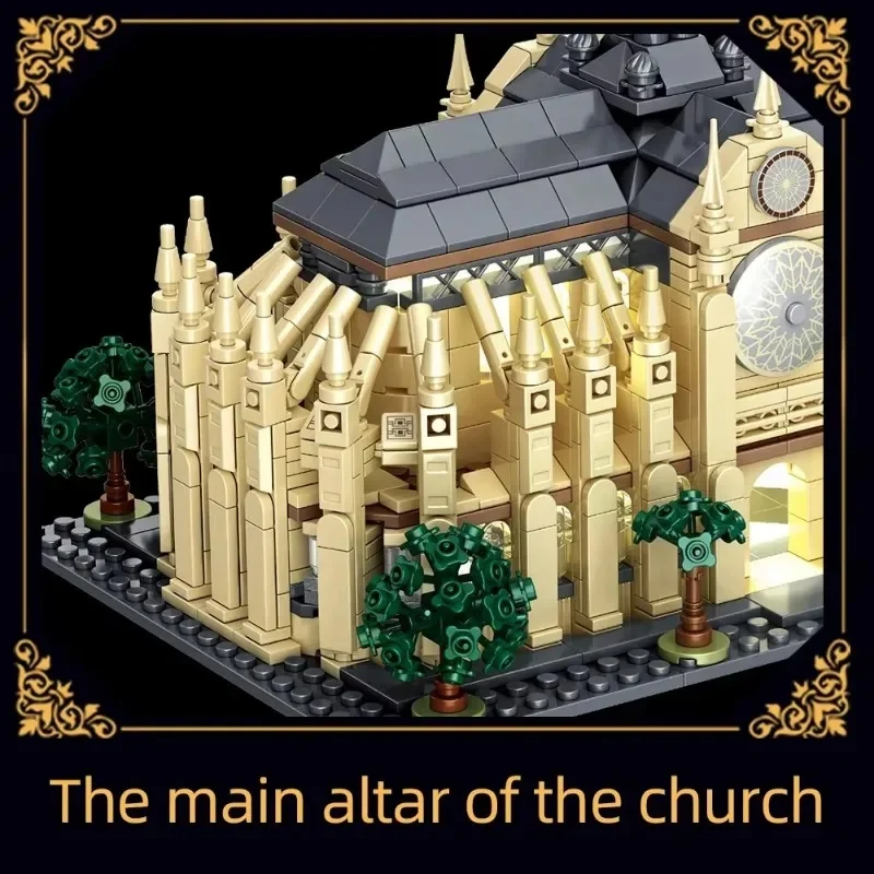 1575 elementów Notre Dame De Paris Church Architecture Building Blocks Toy Set Assembly Bricks Model z LED Desktop Decoration Gifts