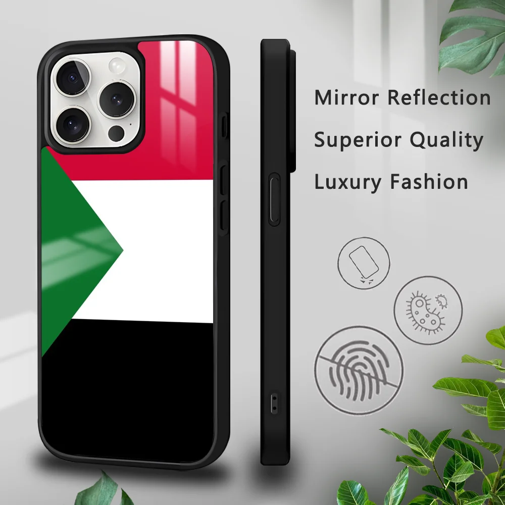 Flag Of Sudan Pattern Phone Case For IPhone 16 15 14 13 12 11 Pro Xs Max Mini Plus Celulares Hard Funda