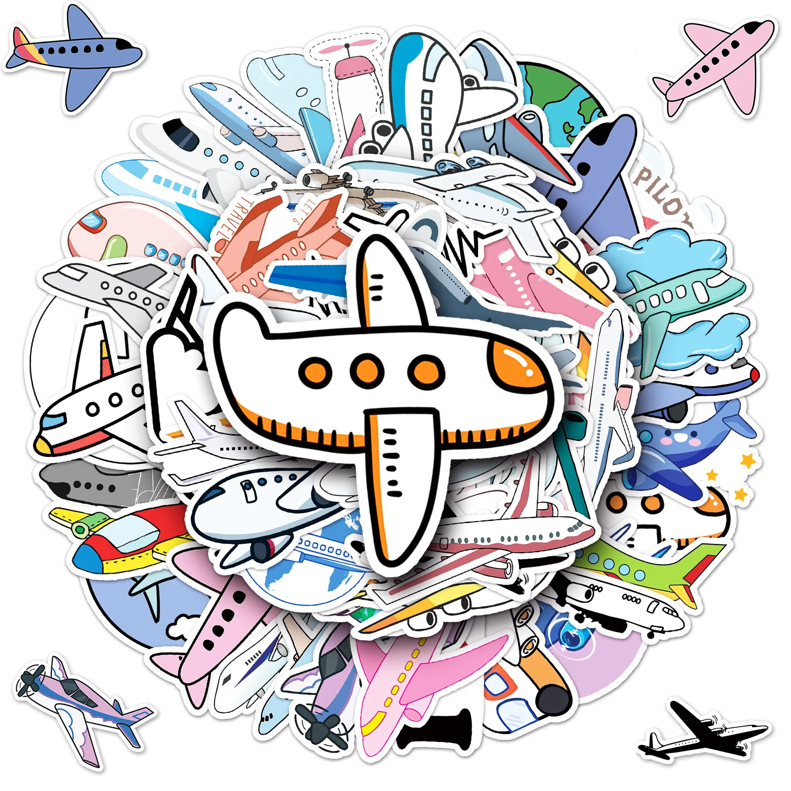 50 Stück lustige Flugzeug-Cartoon-Graffiti-Aufkleber, exquisite modische Aufkleber für Telefon, Computer, Notebook, Schreibwaren, DIY, Kinderspielzeug