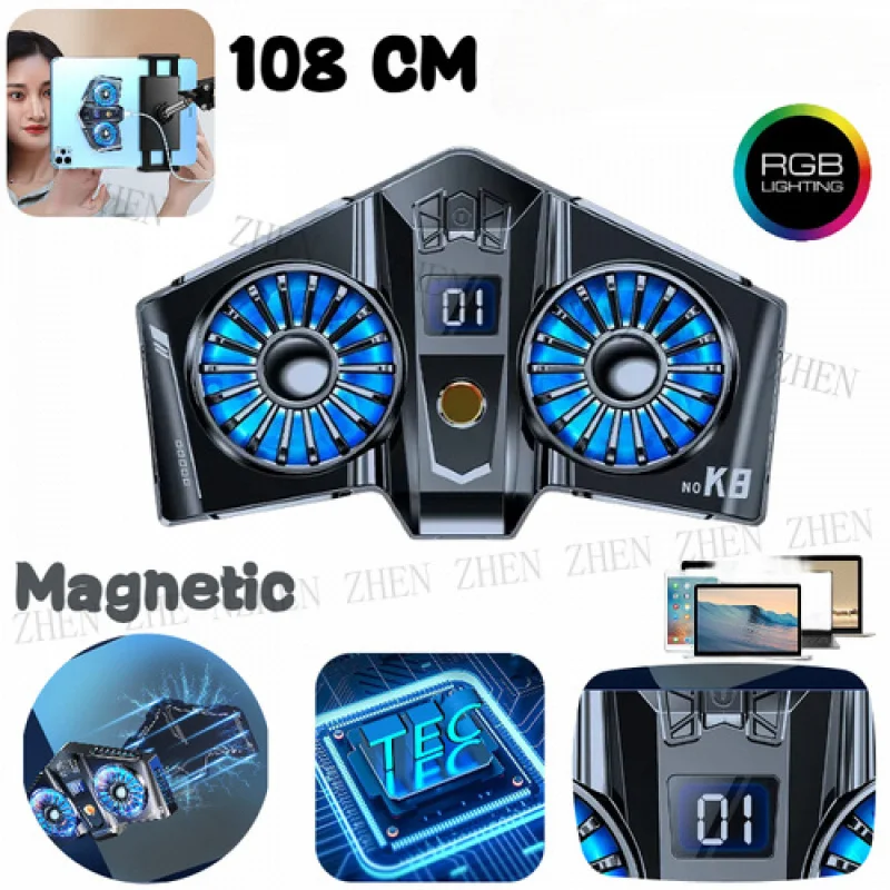 

Y iPad Cooler Radiator Phone Tablet 2 Cooling Fan Gaming Type-c LED RGB Universal