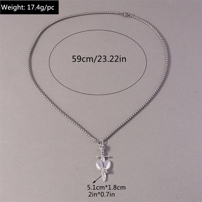 Aihua Steampunk Pfirsichherz-Anhänger Halskette für Damen und Herren, Einfache Popcorn-Kette Herz-Halskette, Modische Schmuck-Accessoires – Detail 14