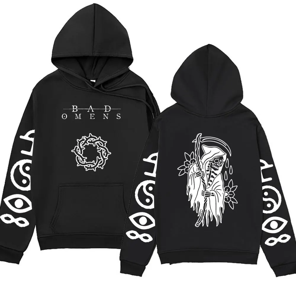 Rapper Bundle Bad Omens Tour Graphic Print Hoodie Men Women Fall and Winter Fashion Pullover Oversized Streetwear Sweatshirts