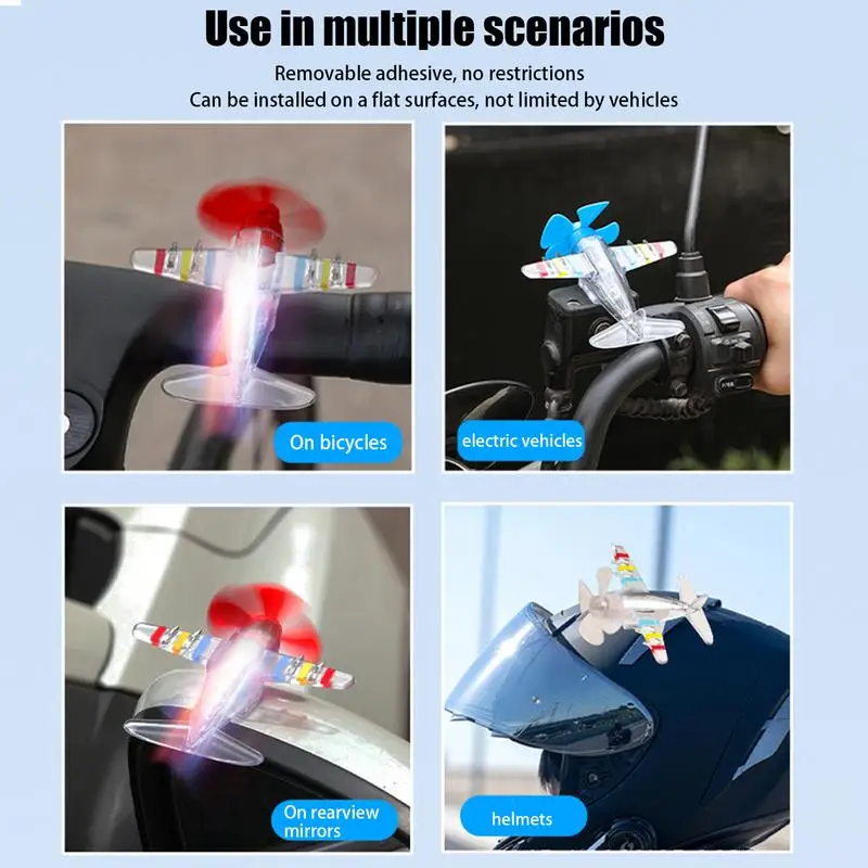 1 قطعة دراجة نارية جديدة المقود طائرة تعمل بالرياح مصباح ليد مقاوم للماء المروحة الزخرفية حلية الدراجات اكسسوارات