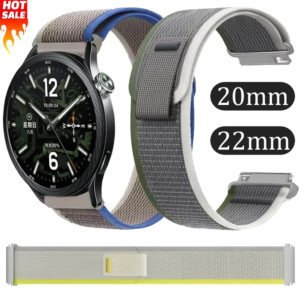 20mm 22mm Trail Nylon Strap For Xiaomi watch 5/S5-4-3-2-1 Sport Comfortable Band For Oneplus Watch 4/Lite/3/Realme Watch 5 Belt