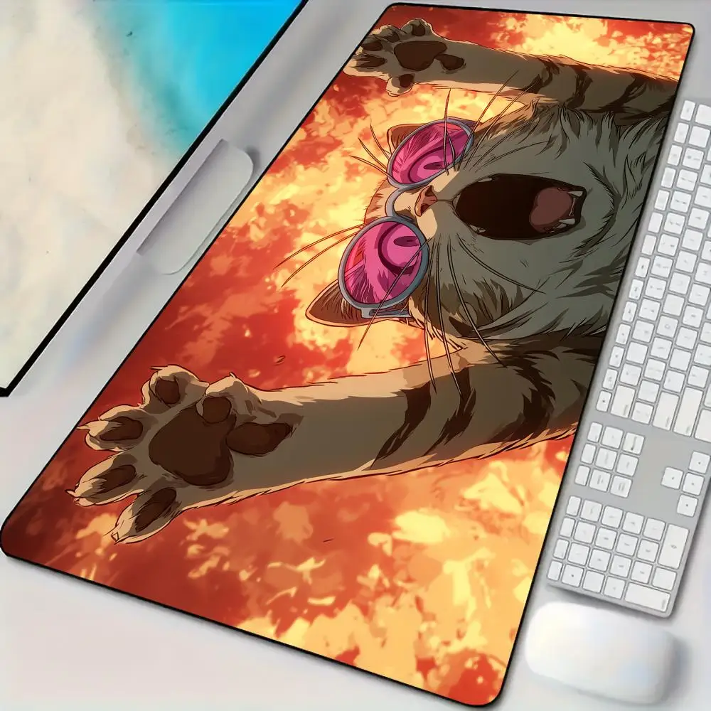 

Unique cat illustration design Mouse Pad Desk Mat with Stitched Edge Rubber anti-slip Durable pc accessories Gaming mat maus pad