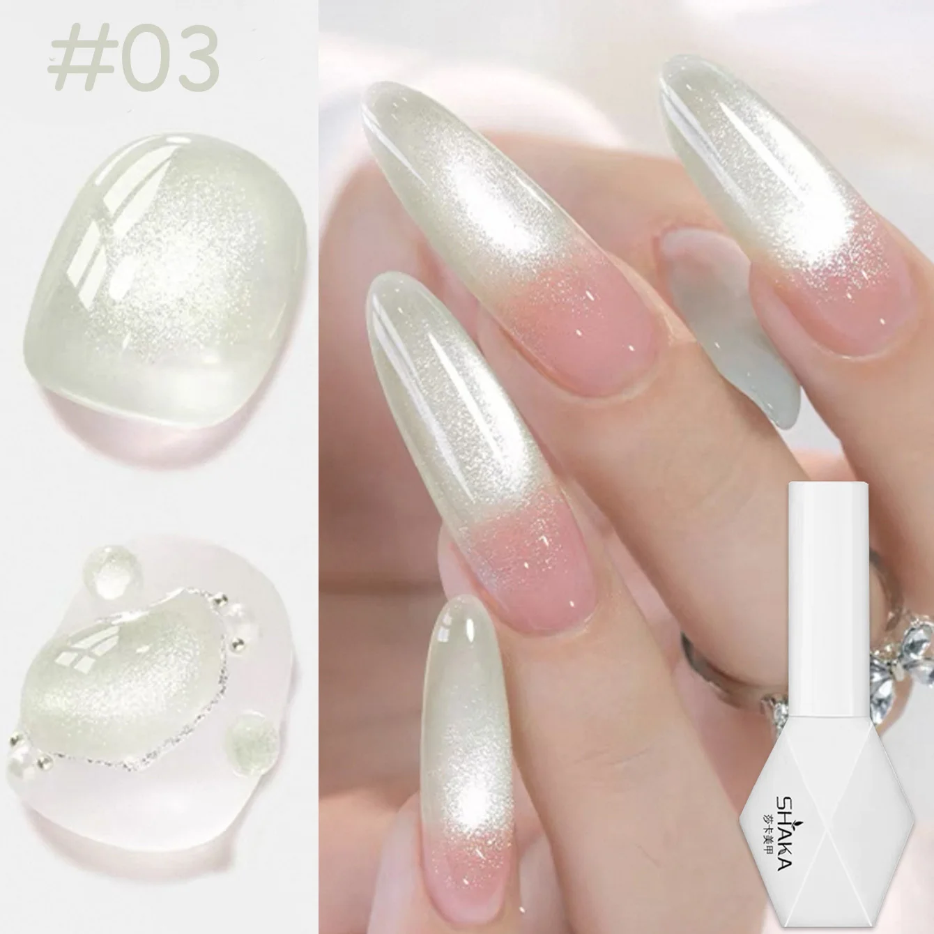 

1-6pcs SHAKA Spring Ice Transparent Pink Blue Cat Eye Gel Nail Polish 2026 Flash Crystal Cat Eye Whitening Popular Nail Art