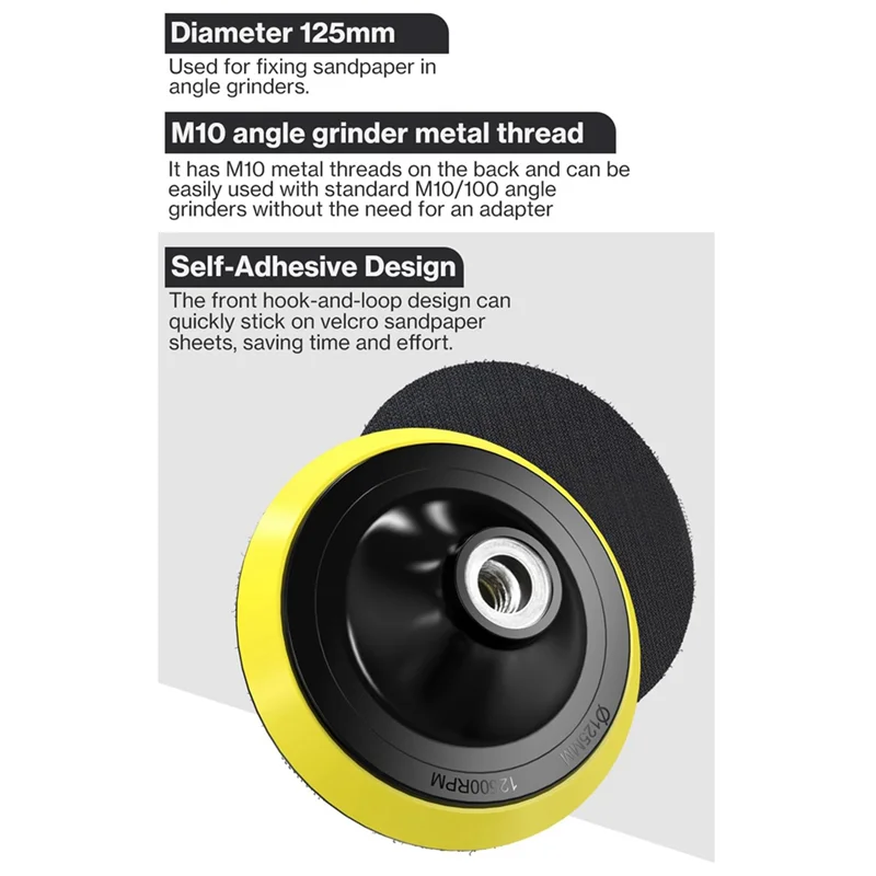 A58Z 70 шт. финишные диски для наждачной бумаги, 5-дюймовые шлифовальные диски с крючками и петлями, 40,80,120,180,240,320,600, зернистость 3/8 дюйма, резьба
