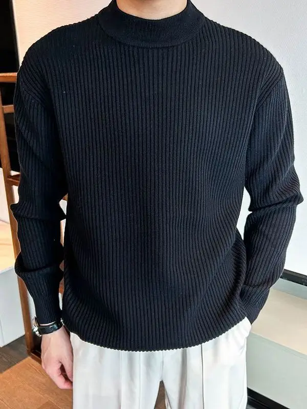 

plus Size American Retro Striped Sweater Loose Men's Inner Wear Casual Knitted Top for Spring Autumn And Winter