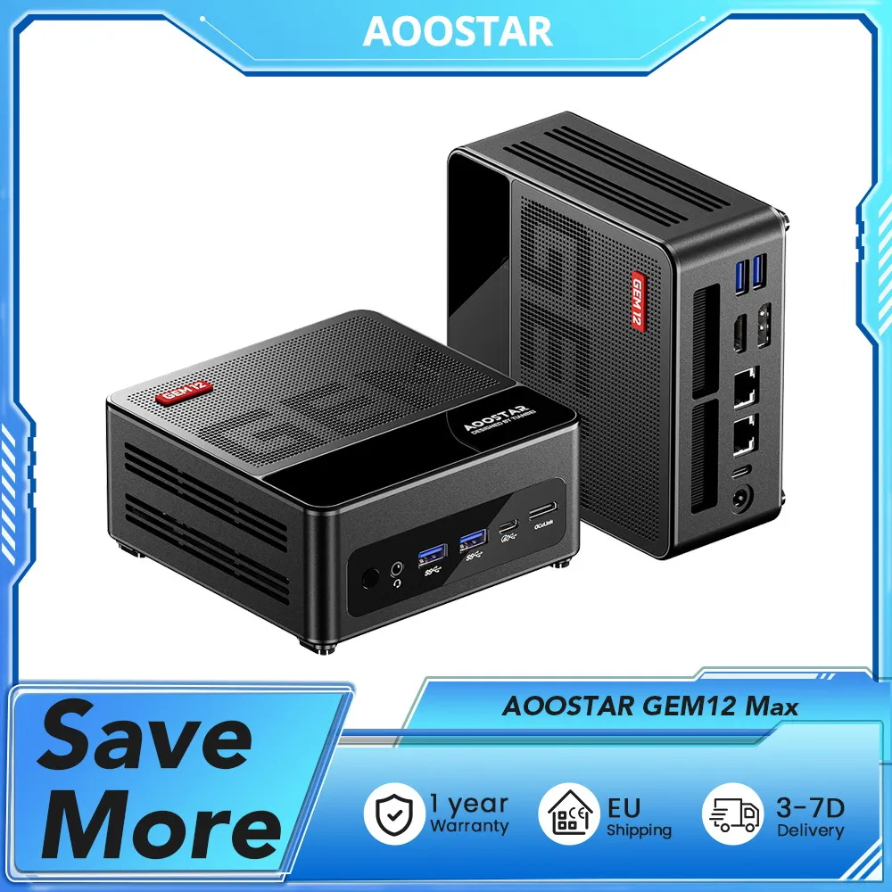AOOSTAR GEM12 Max Mini PC Barebone (No RAM No SSD), AMD Ryzen 7