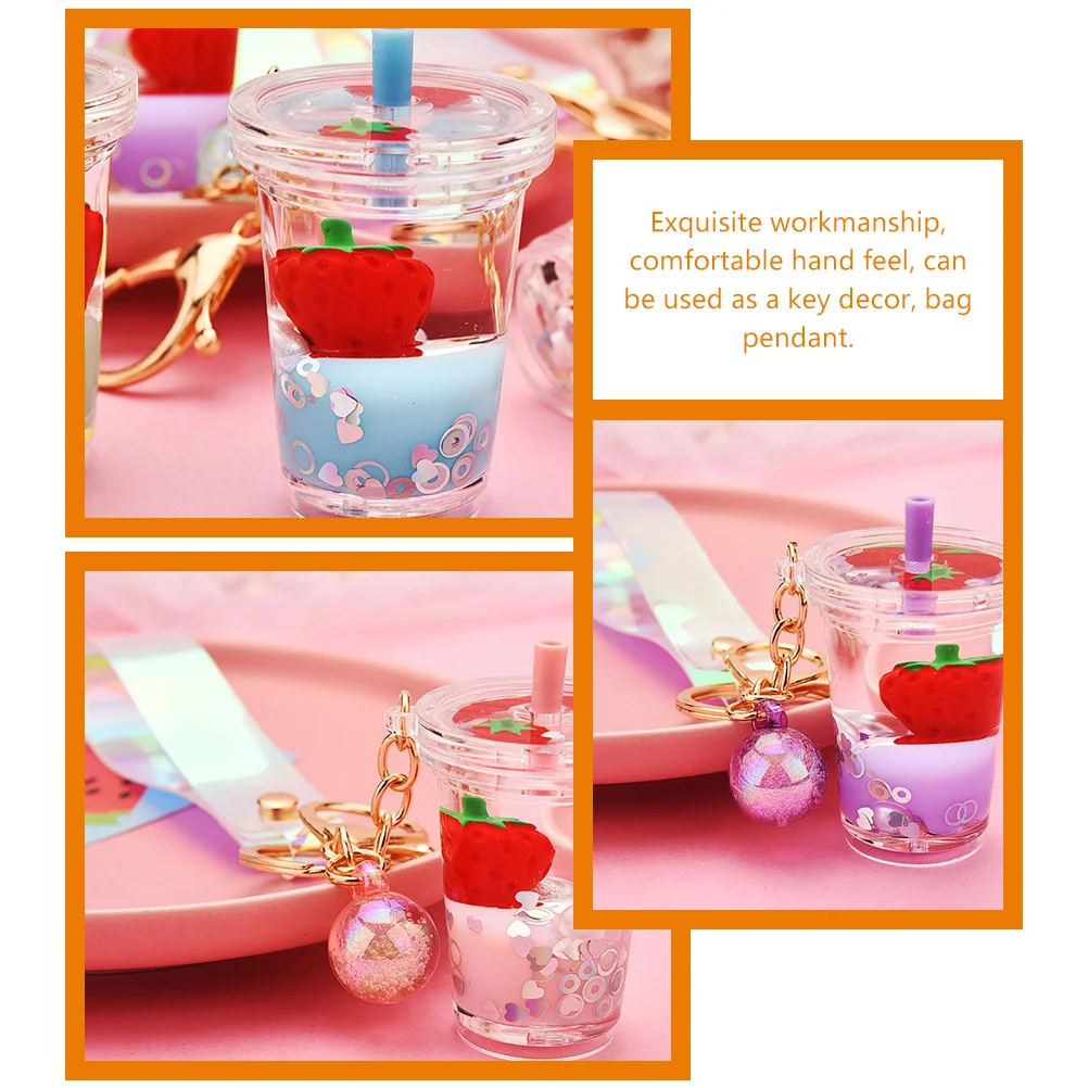 5 Pcs Favors Milk Tea Cup Keychain Keychains Ring Feeding Bottle Student Locket